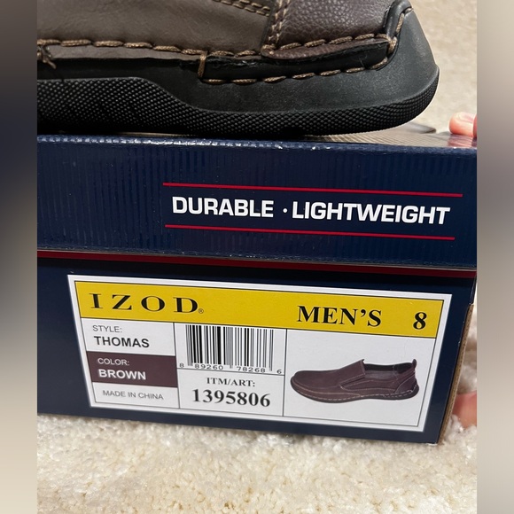 IZOD Men's Thomas Memory Foam Casual Slip-On Shoes Brown Sizes 8 NWB - Picture 6 of 7